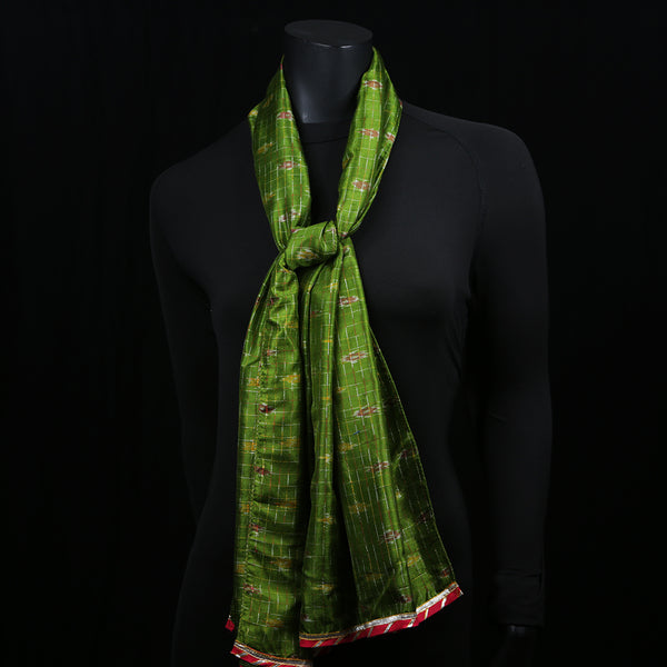 Curry Peepal Scarf Women Chiffon Crepe Silk Handmade Ethnic