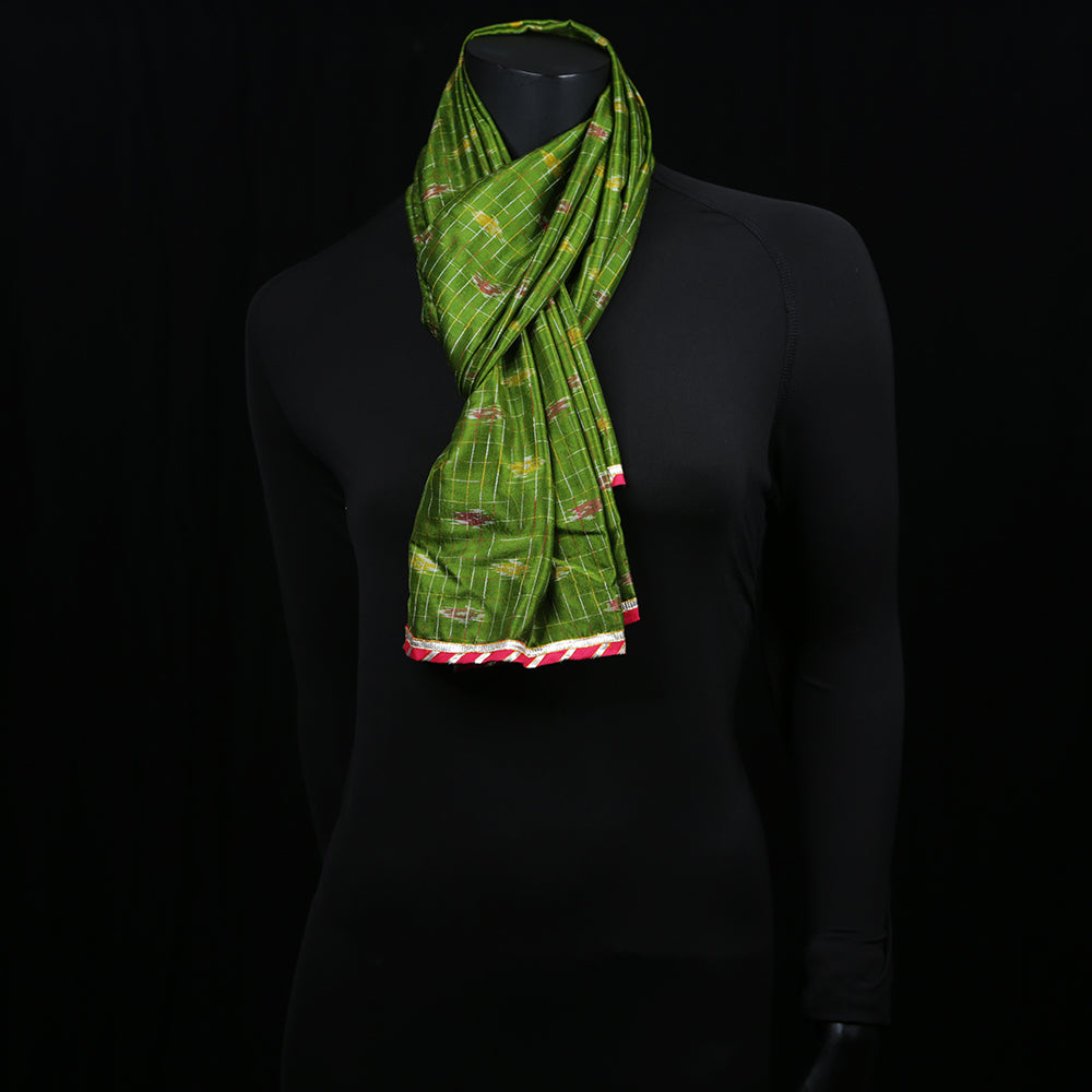 Curry Peepal Scarf Women Chiffon Crepe Silk Handmade Ethnic