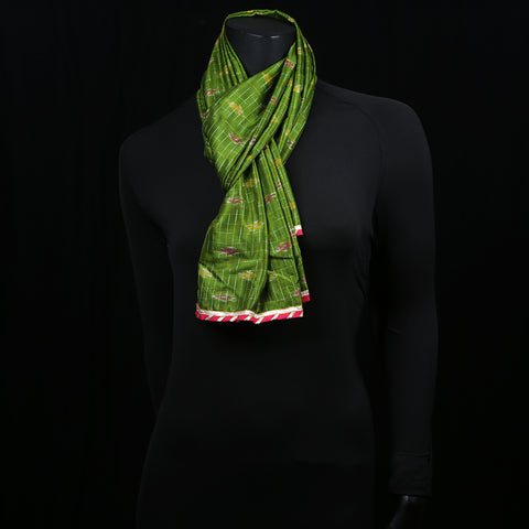 Curry Peepal Scarf Women Chiffon Crepe Silk Handmade Ethnic