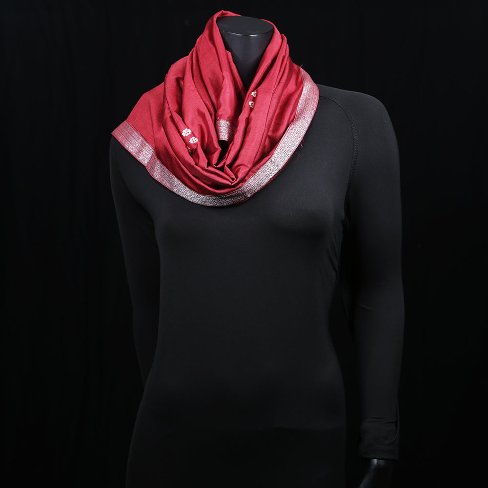 Women's Blended Silk Scarf Maroon Weave