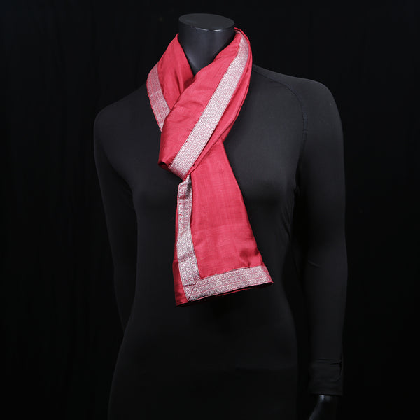 Women's Blended Silk Scarf Maroon Weave