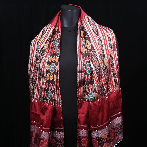 Blended Cotton Women's Scarf Patola Maroon