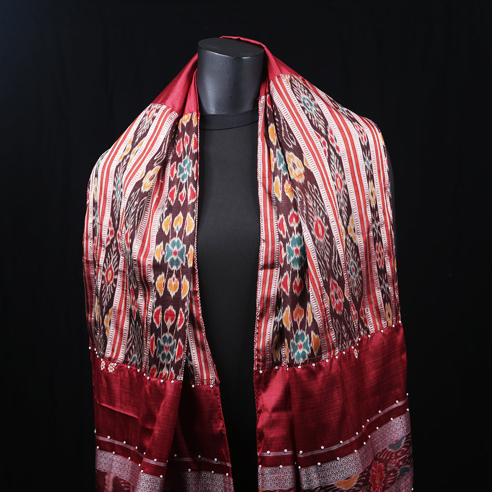 Blended Cotton Women's Scarf Patola Maroon