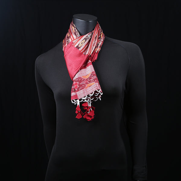 Blended Cotton Women's Scarf Patola Maroon