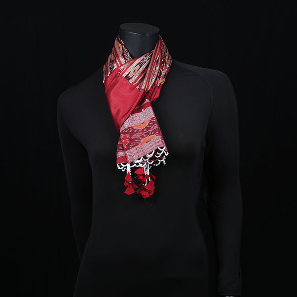 Blended Cotton Women's Scarf Patola Maroon