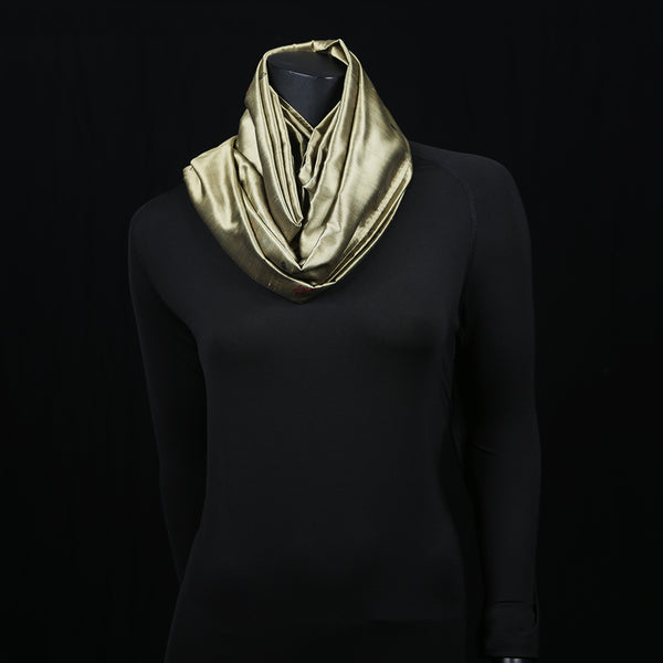 Women's Pure Silk Scarf Silver Green