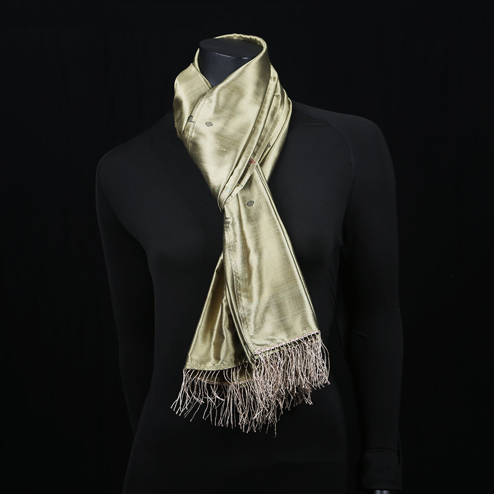Women's Pure Silk Scarf Silver Green
