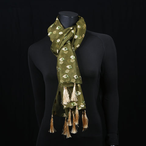 Silk Organza Women's Scarf Olive Green