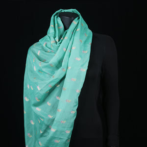 Women's Pure Crepe Scarf Sea Green