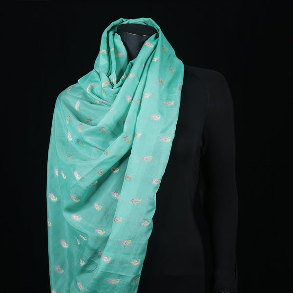 Women's Pure Crepe Scarf Sea Green