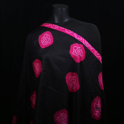 Women's Pure Silk Scarf Black & Pink