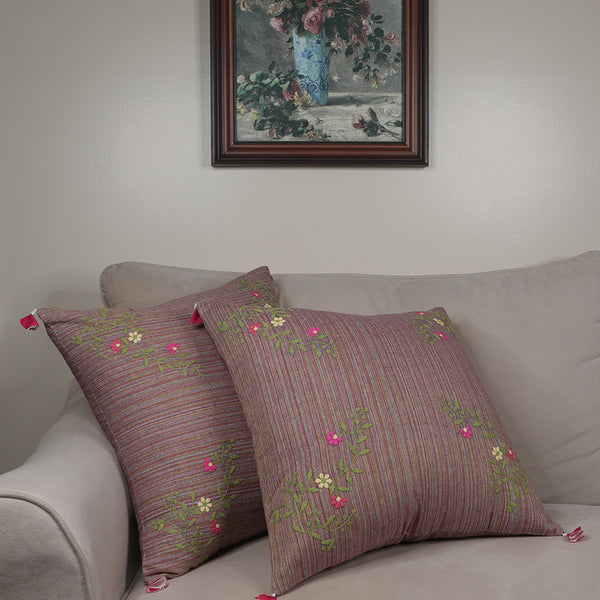 Curry Peepal Throw Pillow Cushion Handmade Silk Square Living Room Bedroom Decor Interior