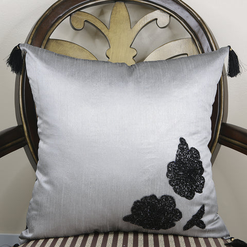 Handmade Decorative Throw Pillow Cushion & Cover Black sequins