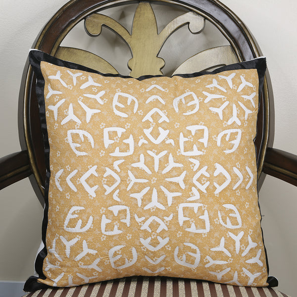 Curry Peepal Throw Pillow Cushion Handmade Silk Square Living Room Bedroom Decor Interior