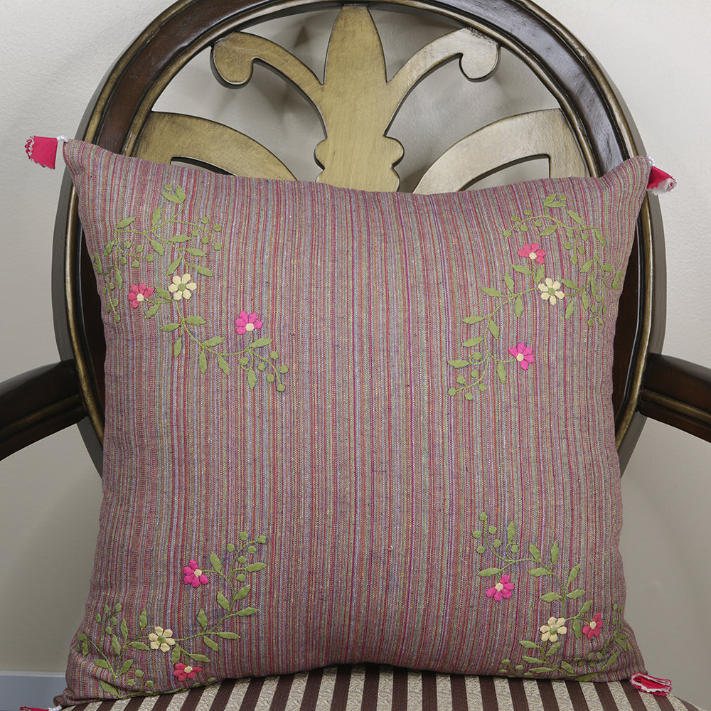 Curry Peepal Throw Pillow Cushion Handmade Silk Square Living Room Bedroom Decor Interior