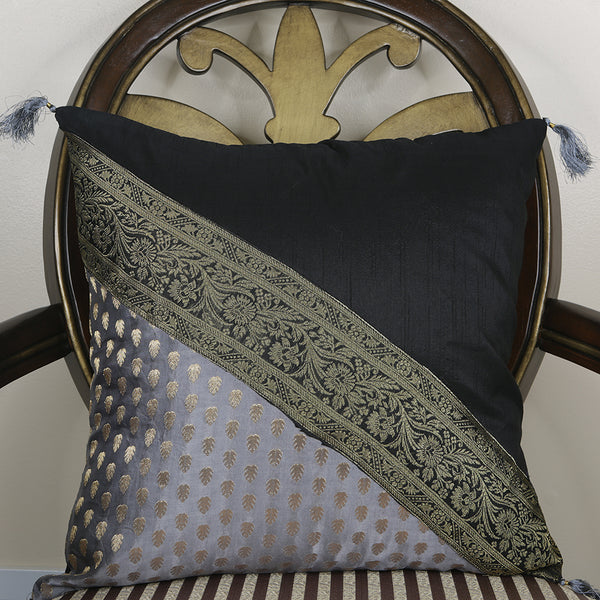 Curry Peepal Throw Pillow Cushion Handmade Silk Square Living Room Bedroom Decor Interior