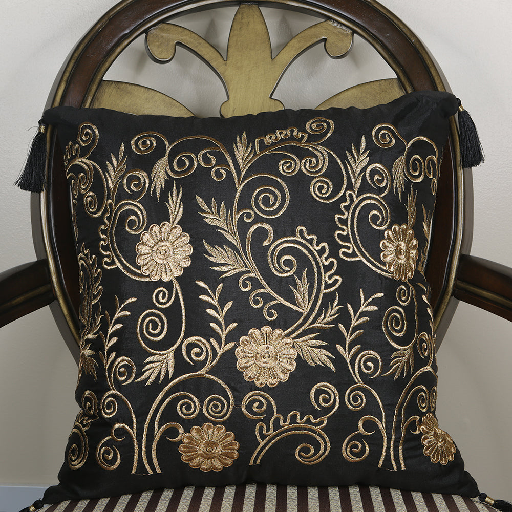 Curry Peepal Throw Pillow Cushion Handmade Silk Square Living Room Bedroom Decor Interior