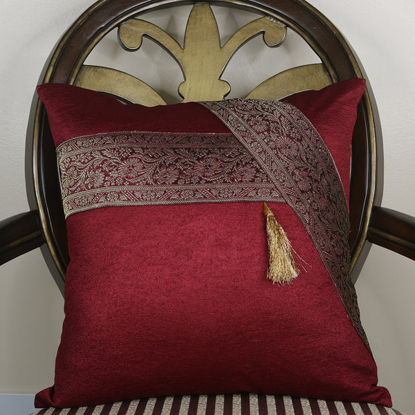 Handmade Decorative Throw Pillow Cushion & Cover Red Pair