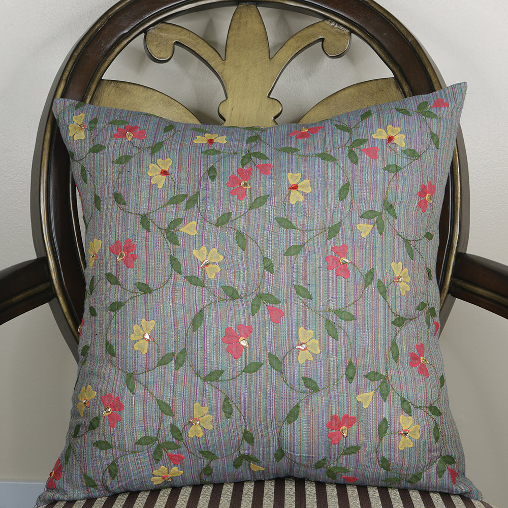 Curry Peepal Throw Pillow Cushion Handmade Silk Square Living Room Bedroom Decor Interior