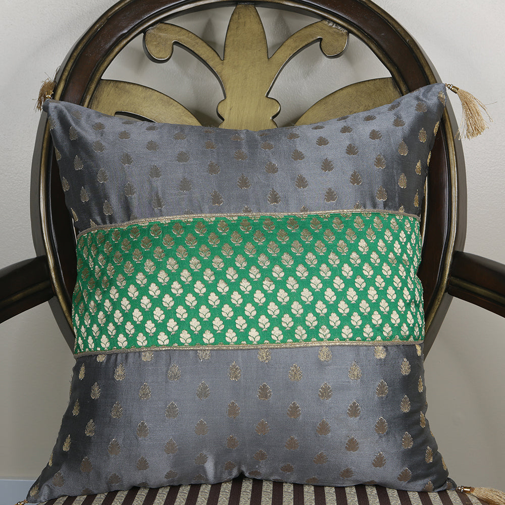 Curry Peepal Throw Pillow Cushion Handmade Silk Square Living Room Bedroom Decor Interior