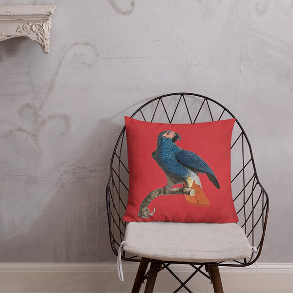 Antique Art Print Decorative Throw Pillow & Cushion Orange Tail Parrot chair