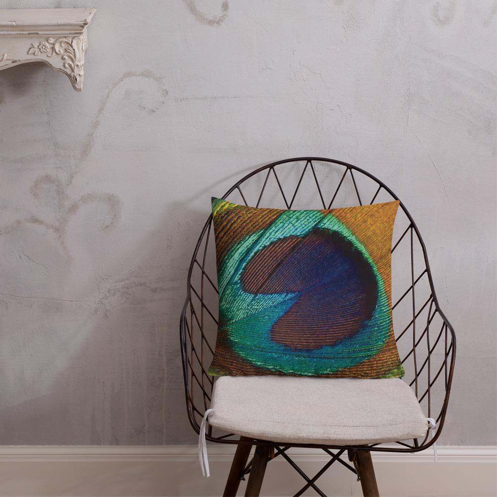 Antique Art Print Decorative Throw Pillow & Cushion Feather Blue