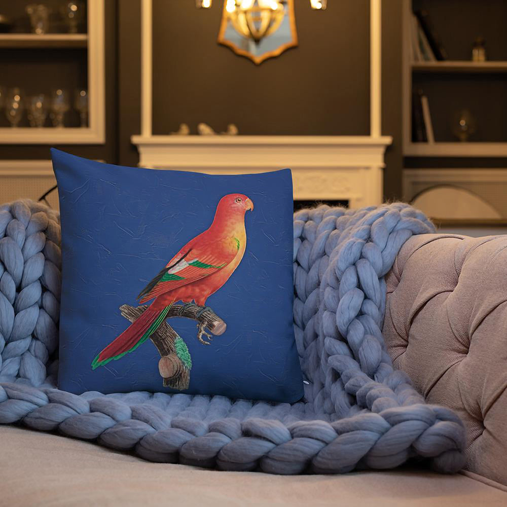 Antique Art Print Decorative Throw Pillow & Cushion Crimson Shining Parrot blanket