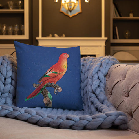 Antique Art Print Decorative Throw Pillow & Cushion Crimson Shining Parrot blanket