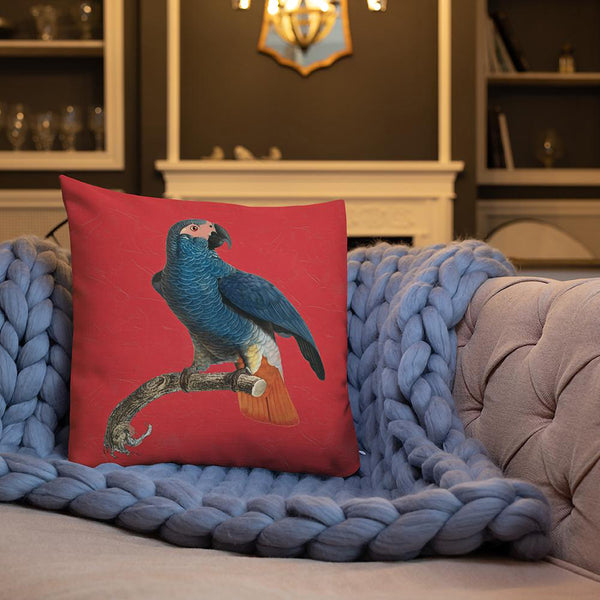 Antique Art Print Decorative Throw Pillow & Cushion Orange Tail Parrot blanket