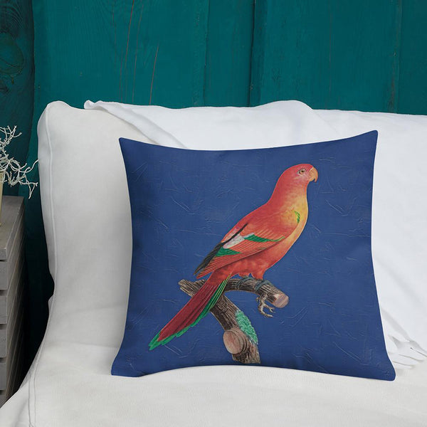 Antique Art Print Decorative Throw Pillow & Cushion Crimson Shining Parrot couch