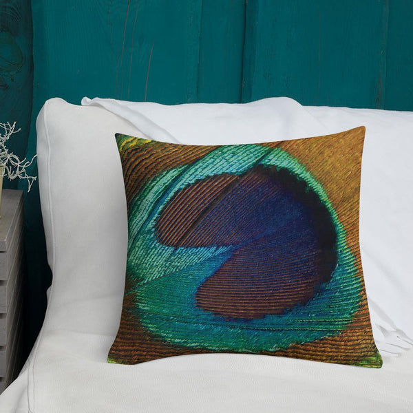 Antique Art Print Decorative Throw Pillow & Cushion Feather Blue