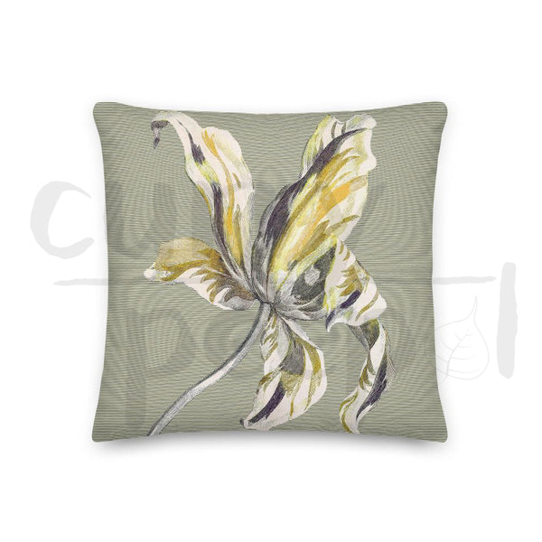 Art Print Decorative Throw Pillow Cushion Oriental Lily Yellow