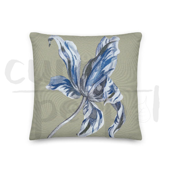 Art Print Decorative Throw Pillow Cushion Oriental Lily Blue