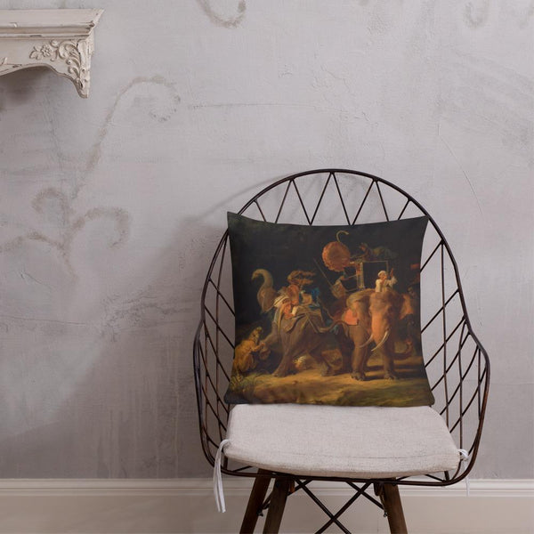 Vintage Art Print  DecorativeThrow Pillow / Cushion including insert, 18 x 18 inches & 22 x 22 inches Elephant Hunt