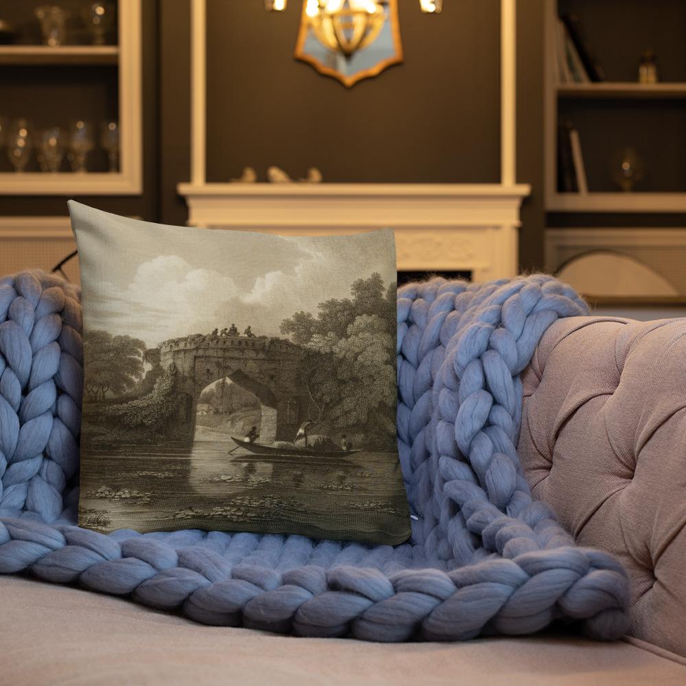 Vintage Art Print  Decorative Throw Pillow / Cushion including insert, 18 x 18 inches & 22 x 22 inches Boatmen 2