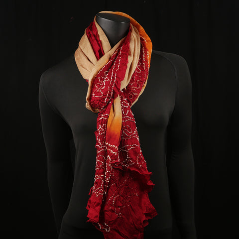 Curry Peepal Women's Scarf Tie & Dye Rust Red Hijab