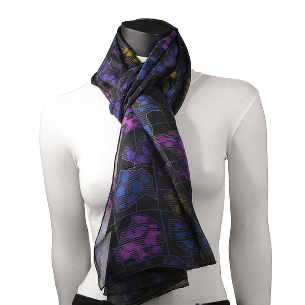 Abstract Print Silk Women's Scarf Hijab Large 