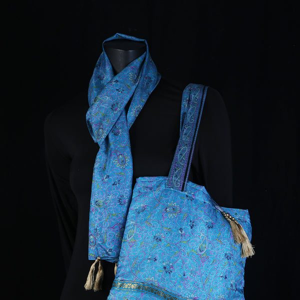 Handmade Embroidered Ladies Sling Bag & matching silk scarf