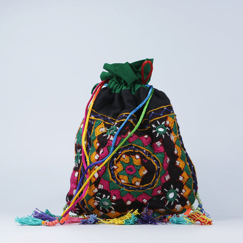 Multicolor Velvet Traditional Ethnic Potli Batua Bag