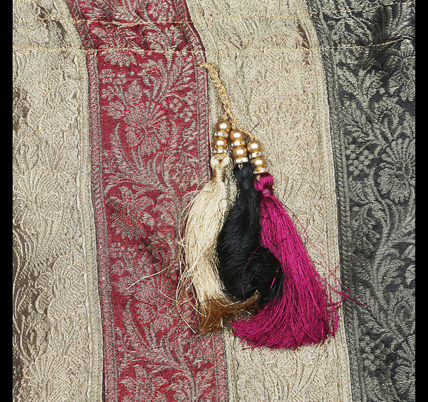 Handmade Potli Bag Zari Tassle Stripes