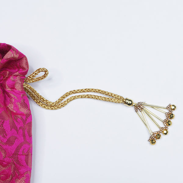 Handmade Potli Bag Pink Zari