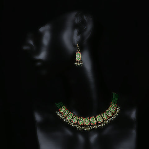 Handmade Traditional 'Lac' Jewellery - Green Gold