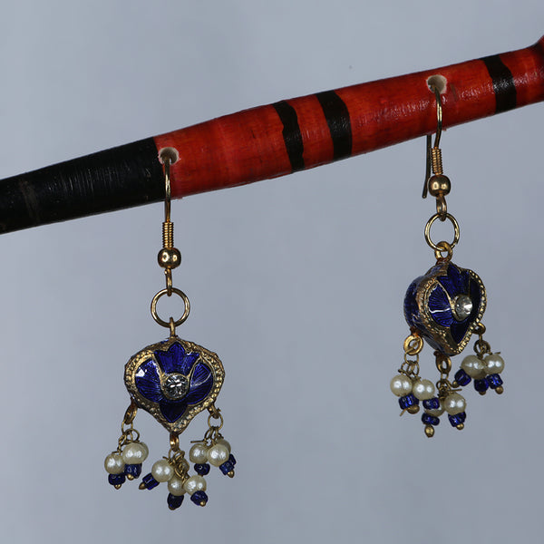 Handmade Traditional 'Lac' Jewellery Necklace & Earrings set- Royal Blue