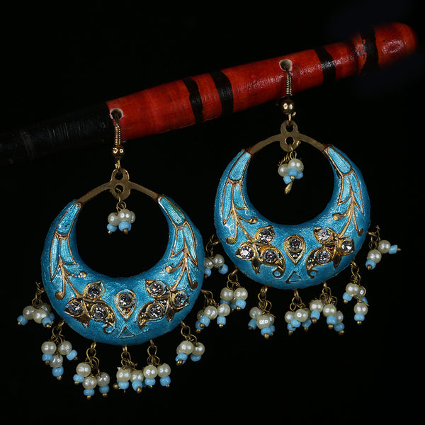 Handmade Traditional 'Lac' Jewellery - Earrings Blue Moon