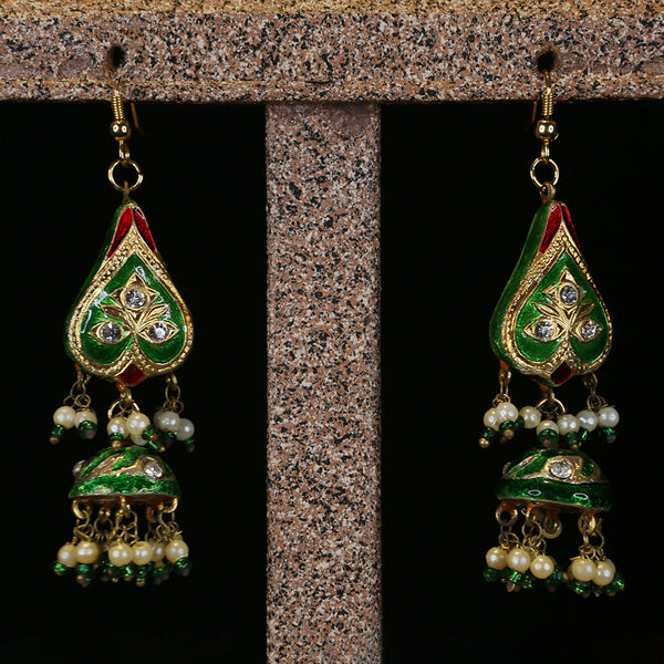 Handmade Traditional 'Lac' Jewellery - Earrings Green