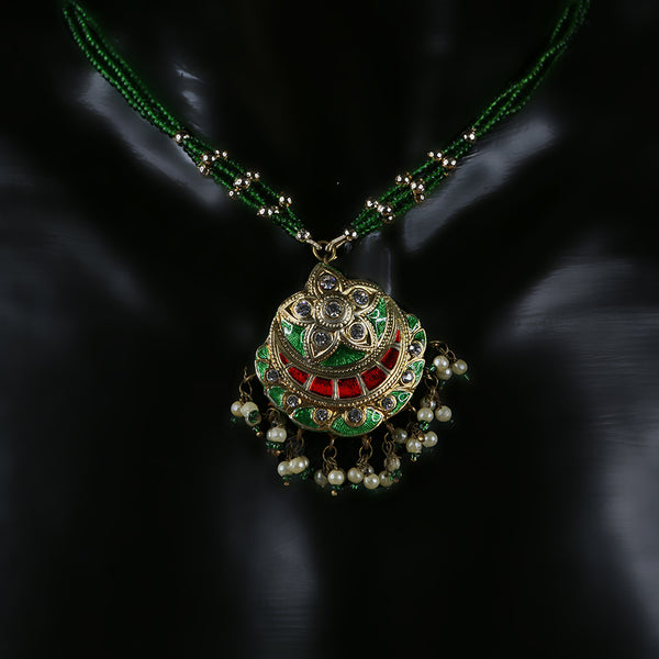 Handmade Traditional 'Lac' Jewellery - Pendant Necklace and Earring set