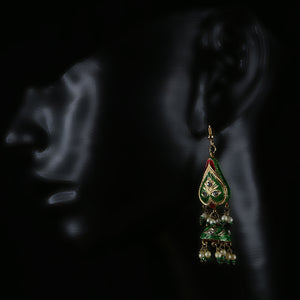 Handmade Traditional 'Lac' Jewellery - Earrings Green