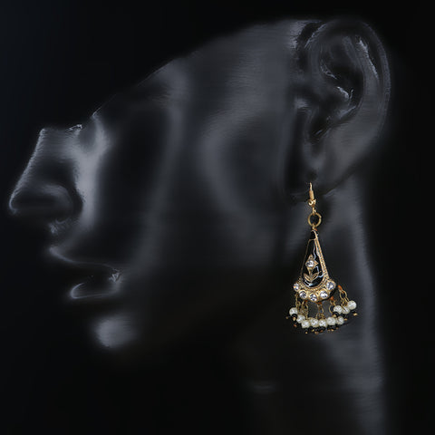 Handmade Traditional 'Lac' Jewellery - Earrings Black