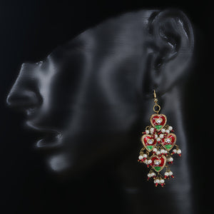 Handmade Traditional 'Lac' Jewellery - Earrings Red Hearts