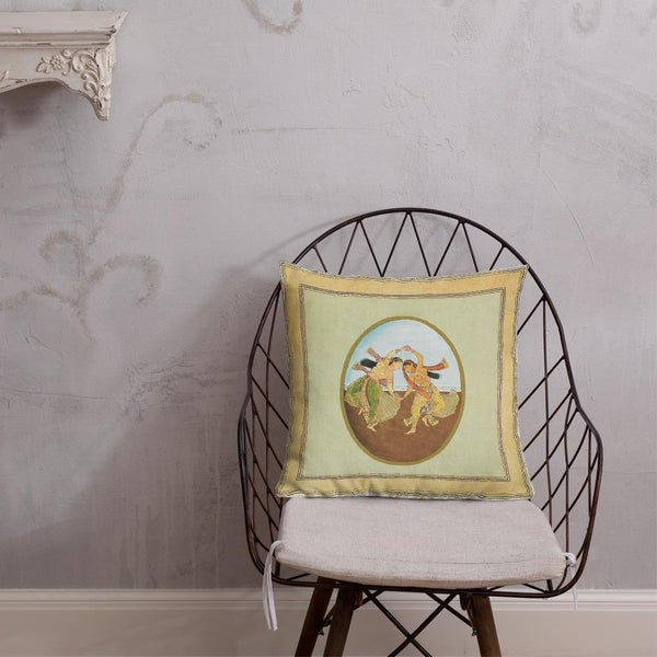 Antique Art Print Decorative Throw Pillow & Cushion Dancing Pair Chair